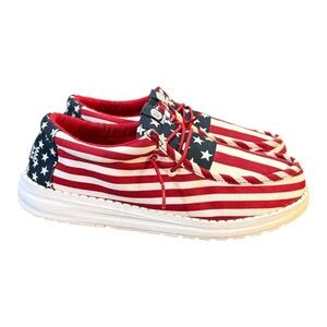 Hey Dude Wally Americana Shoes Stars & Stripes Youth Size 6